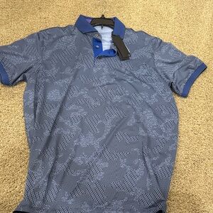 Men's Blue Patterned Polo Shirt